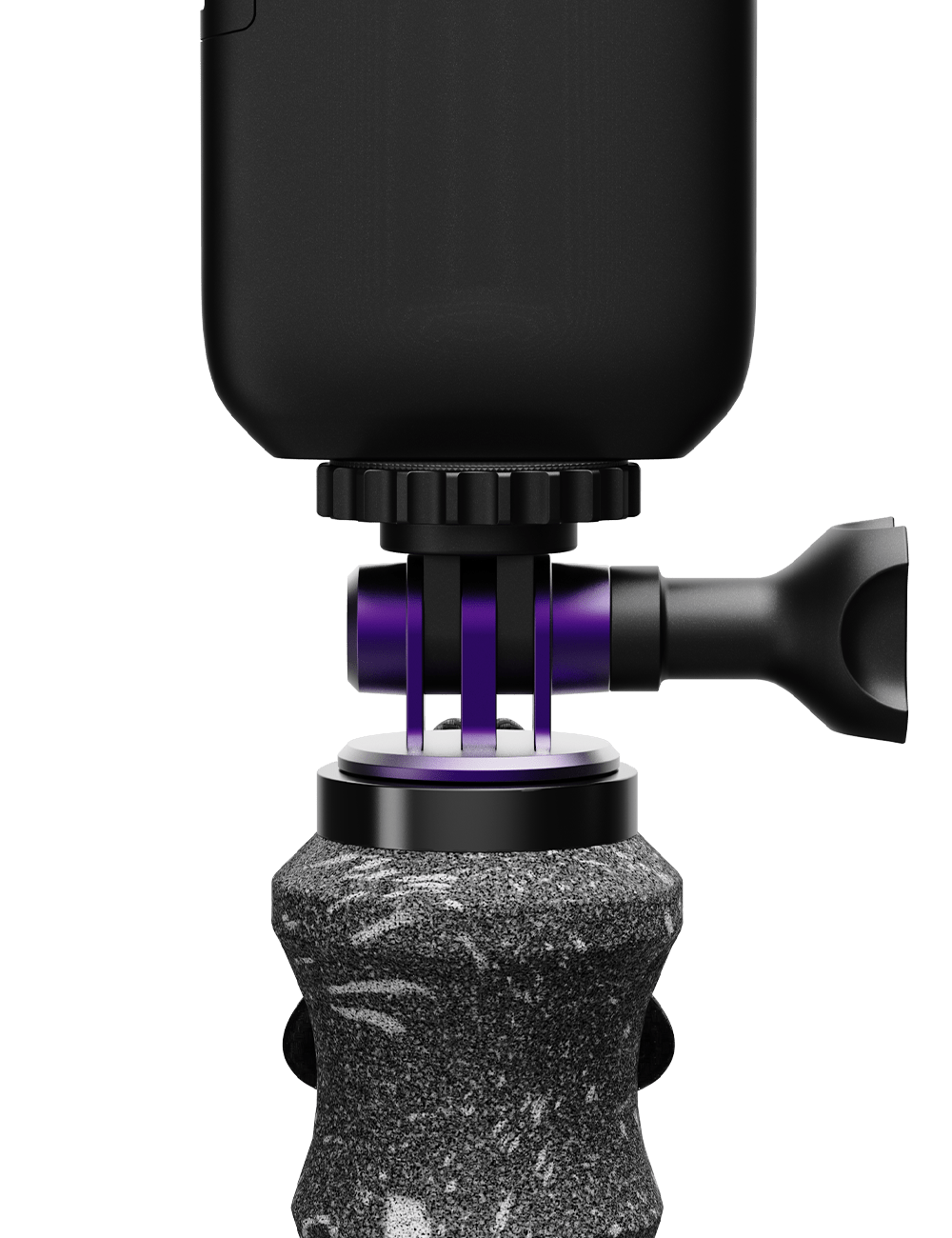 mono mount on a ski pole with insta360 attached onto it